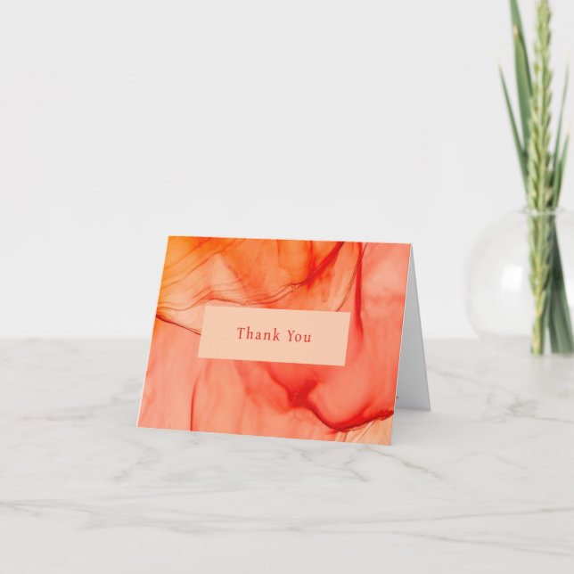 Modern Red Orange Abstract Elegant Thank You Card (Front)