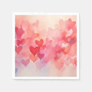 Modern Red Orange Hearts Pattern  Napkin