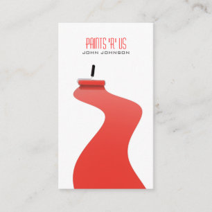 Modern Red Painter Decorator Roller Paint Template Business Card