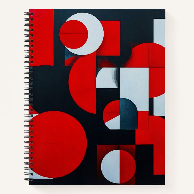 📘 Modern Red Pattern Gift For Work And School 📘 Notebook (Front)
