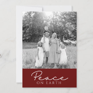 modern red 'peace on earth' holiday card