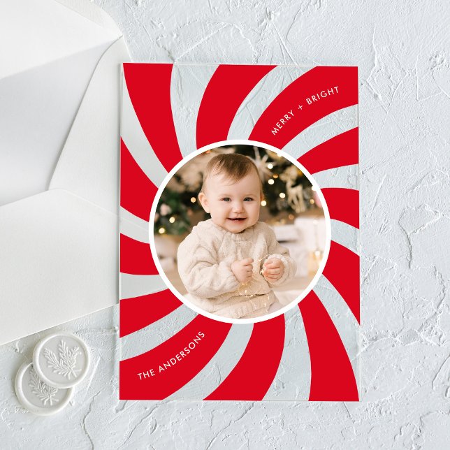 Modern Red Peppermint Swirl Holiday Acrylic Invitations (Creator Uploaded)