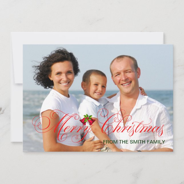 Modern Red Photo Christmas Holiday Card (Front)