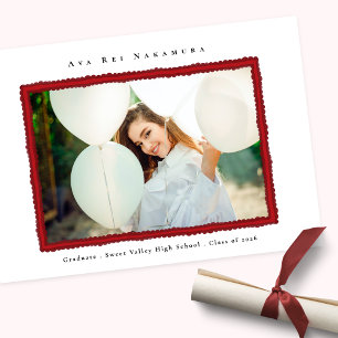 Modern Red Photo Frame Graduation Class of 2026 Announcement