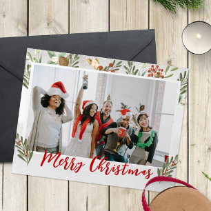 Modern Red Photo Funny Corporate Christmas Party Holiday Card