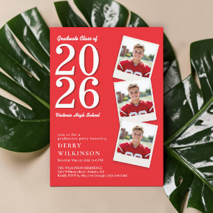 Modern Red Photo Graduation Invitation 2026