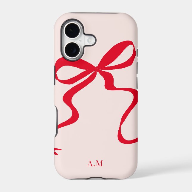 Modern Red Pink Bow Illustration Case-Mate (Back)