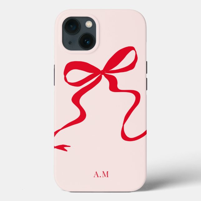 Modern Red Pink Bow Illustration Case-Mate iPhone Case (Back)