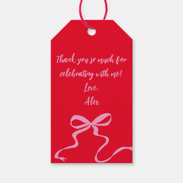 Modern Red Pink Favour Tag (Front)