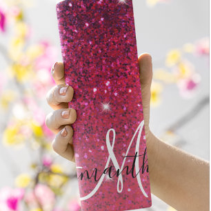 Modern Red & Pink Glitter Sparkles Name Thermal Tumbler