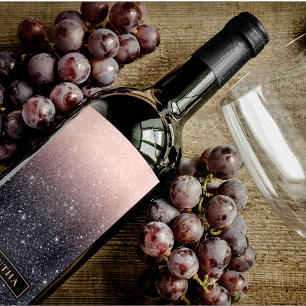 Modern Red & Pink Glitter Sparkles Name Wine Label
