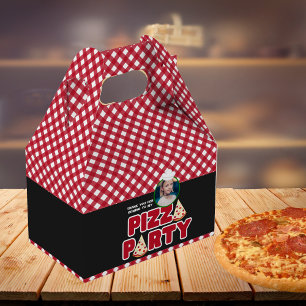 Modern Red Pizza Party Kids Birthday  Favour Box