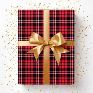 Modern Red Plaid Pattern Wrapping Paper