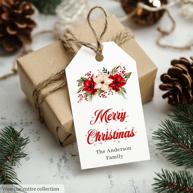 Modern Red Poinsettia Editable Holiday Gift Tag (Modern Red Poinsettia Editable Holiday Gift Tag

)