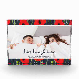 Modern Red Poppies Pattern Custom Photo Block