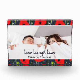 Modern Red Poppies Pattern Custom Photo Block