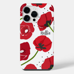 Modern Red Poppy Flowers iPhone 14 Pro Max Case