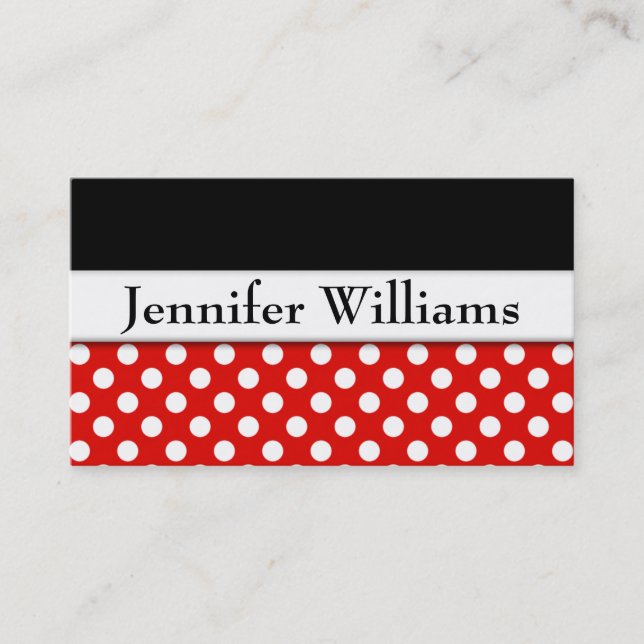 Modern Red Professional Polka Dot Business Card (Front)