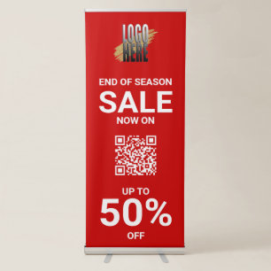 Modern Red QR Code Business logo Promotional Sale Retractable Banner