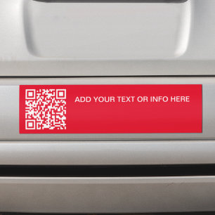 Modern Red QR Code & Text Branding Corporate Car Bumper Sticker