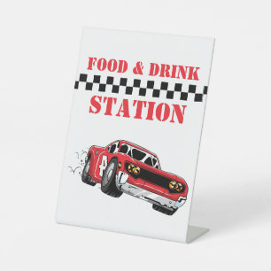 Modern Red Race Car Boy Birthday Custom Sign