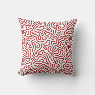 Modern Red Reaction Diffusion Organic Abstract Pat Cushion