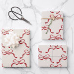 Modern Red Retro Trendy Christmas Holiday Bows  Wrapping Paper Sheet<br><div class="desc">***this design is part of a matching collection*** _______________________ this design template is fully editable / customisable by you the customer - click personalise further button if you wish to move, add, delete, or make significant changes to the design _______________________ *if you have any DESIGN questions or need more designs...</div>