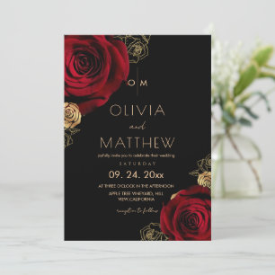 Modern Red Rose Divine Wedding Invitation