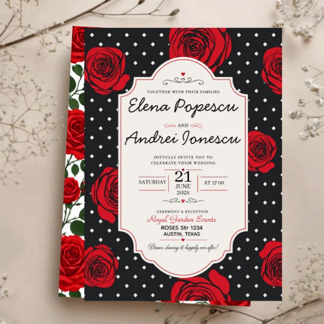 Modern Red Rose Elegant Black and Red Romantic  Acrylic Invitations (Creator Uploaded)