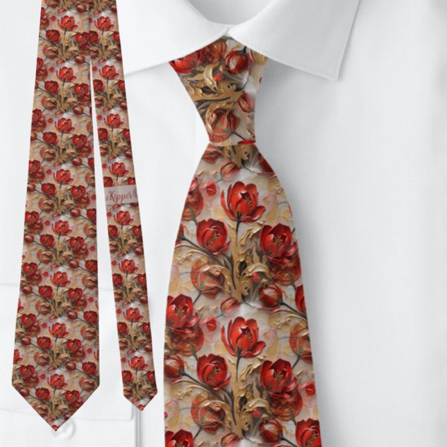 Modern Red Rose Flowers Elegant Tie (Creator Uploaded)