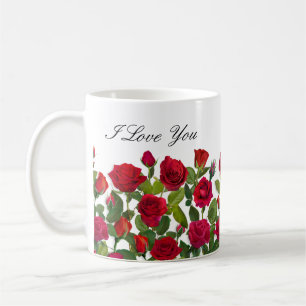 Modern Red Rose Minimalist Name I Love You Coffee Mug