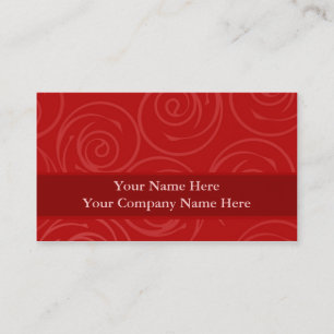 Modern Red Rose Swirls Damask Template Business Card