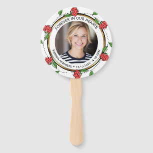 Modern Red Roses and Gold Forever in our Hearts Hand Fan