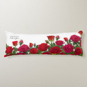 Modern Red Roses Garden Minimalist I Love Name Body Cushion