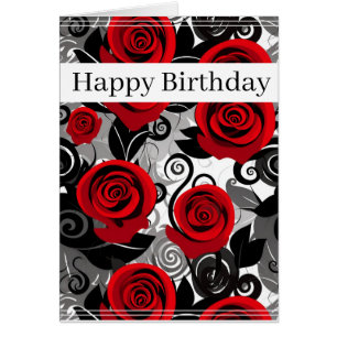 Modern Red Roses Greeting Card