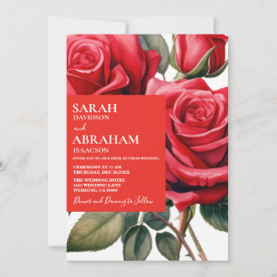Modern Red Roses Wedding Invitation