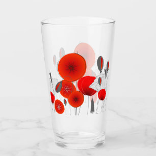 Modern Red Round Poppies Glass