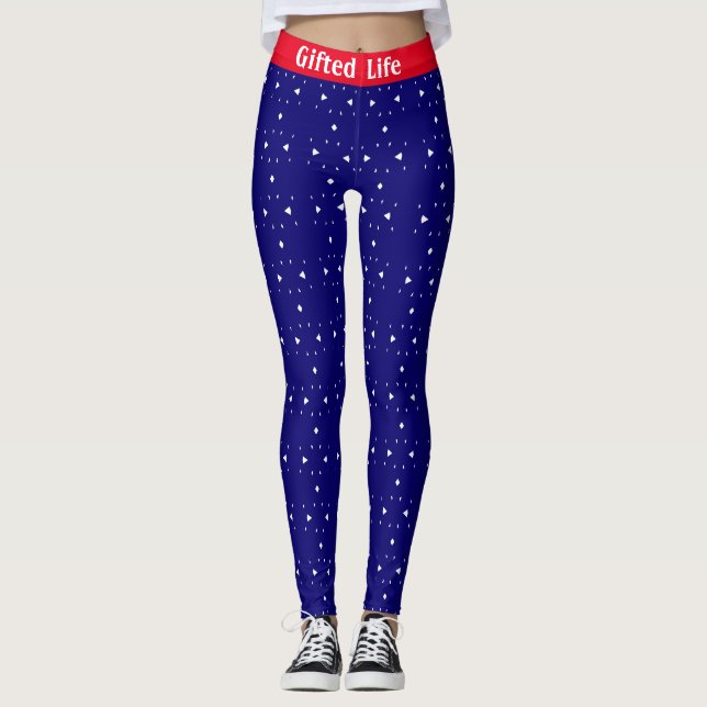 Modern Red, Royal Blue & White Leggings (Front)