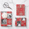 Modern Red Rustic Snowflake Monogram Photo