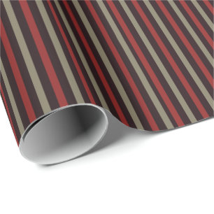 Modern Red Sage Black Stripe Christmas Wrapping Paper