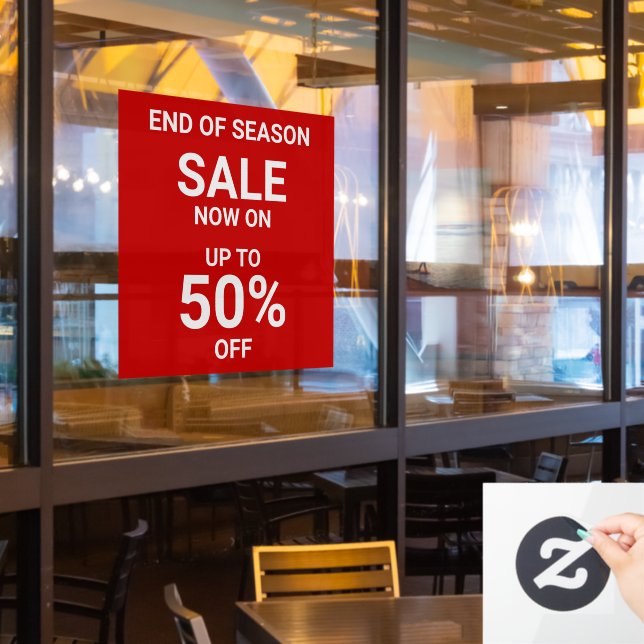 Modern Red Sale Now On Bold Business Window Cling (Restaurant Window)