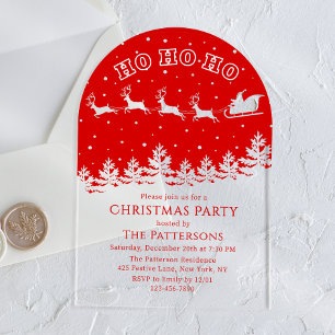 Modern Red Santa Christmas Party Acrylic Invitations