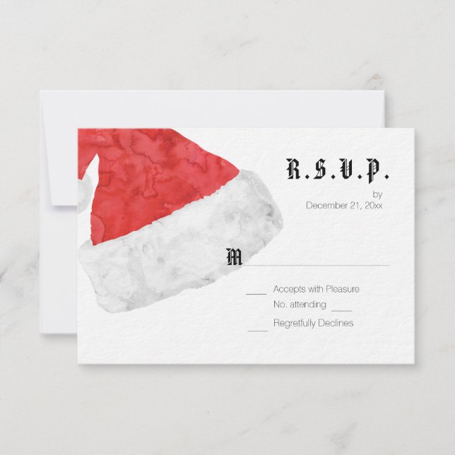Modern Red Santa Hat Christmas Wedding RSVP (Front)