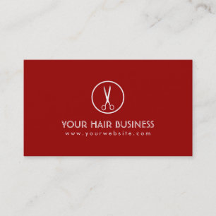 Modern Red Scissor Icon Hair Salon Business Card