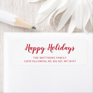 Modern Red Script Christmas Return Address