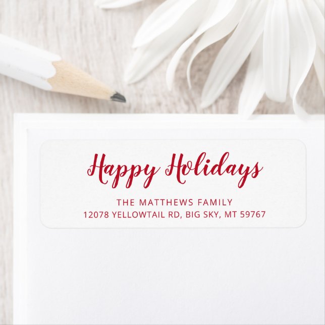 Modern Red Script Christmas Return Address (Insitu)