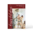 Modern Red Script Happy Holidays Photo Collage 