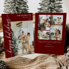 Modern Red Script Happy Holidays Photo Collage 