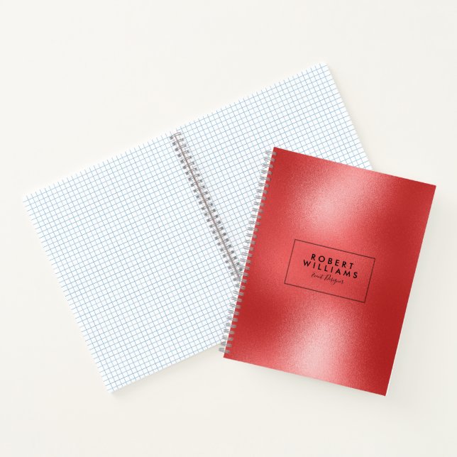 Modern Red Shiny Abstract Background Notebook (Inside)