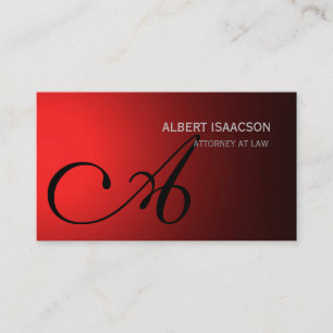 Modern Red Simple Monogram Business Card